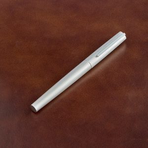 Custom Logo Brushed Silver Fountain Pen,